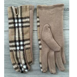 Check Plaid Touch Screen Full Finger Ladies Wool
Gloves with Fleece
